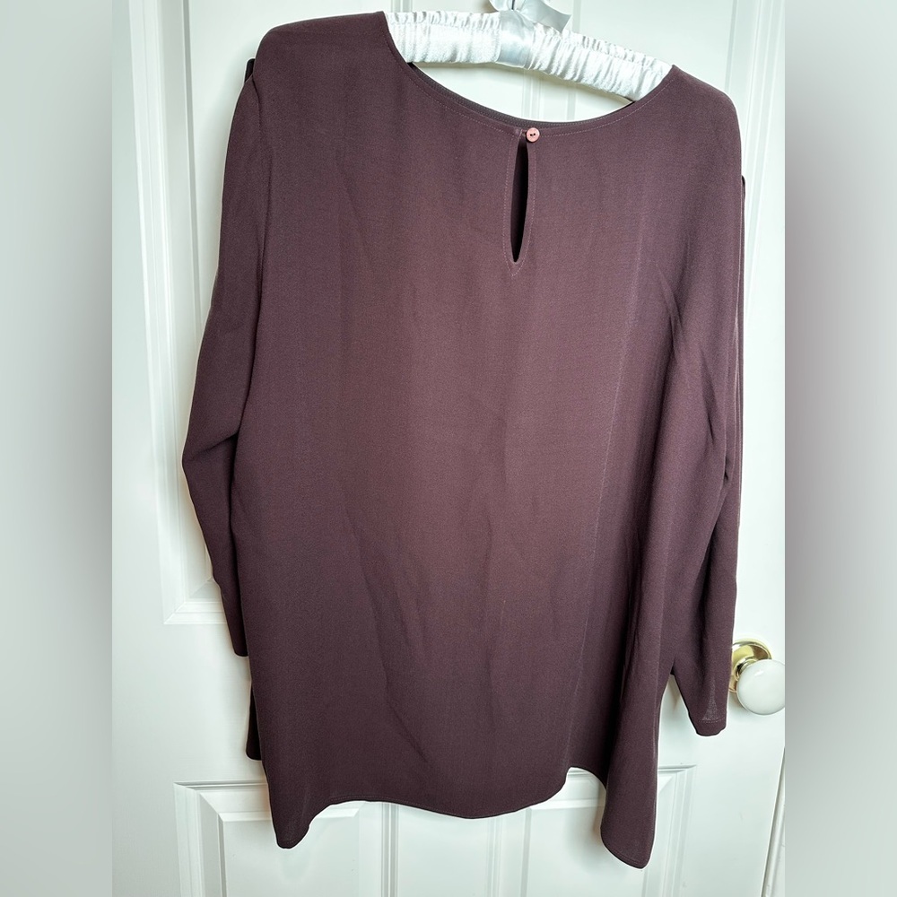 Eileen Fisher Rich Burgundy silk Blouse - Picture 2 of 7